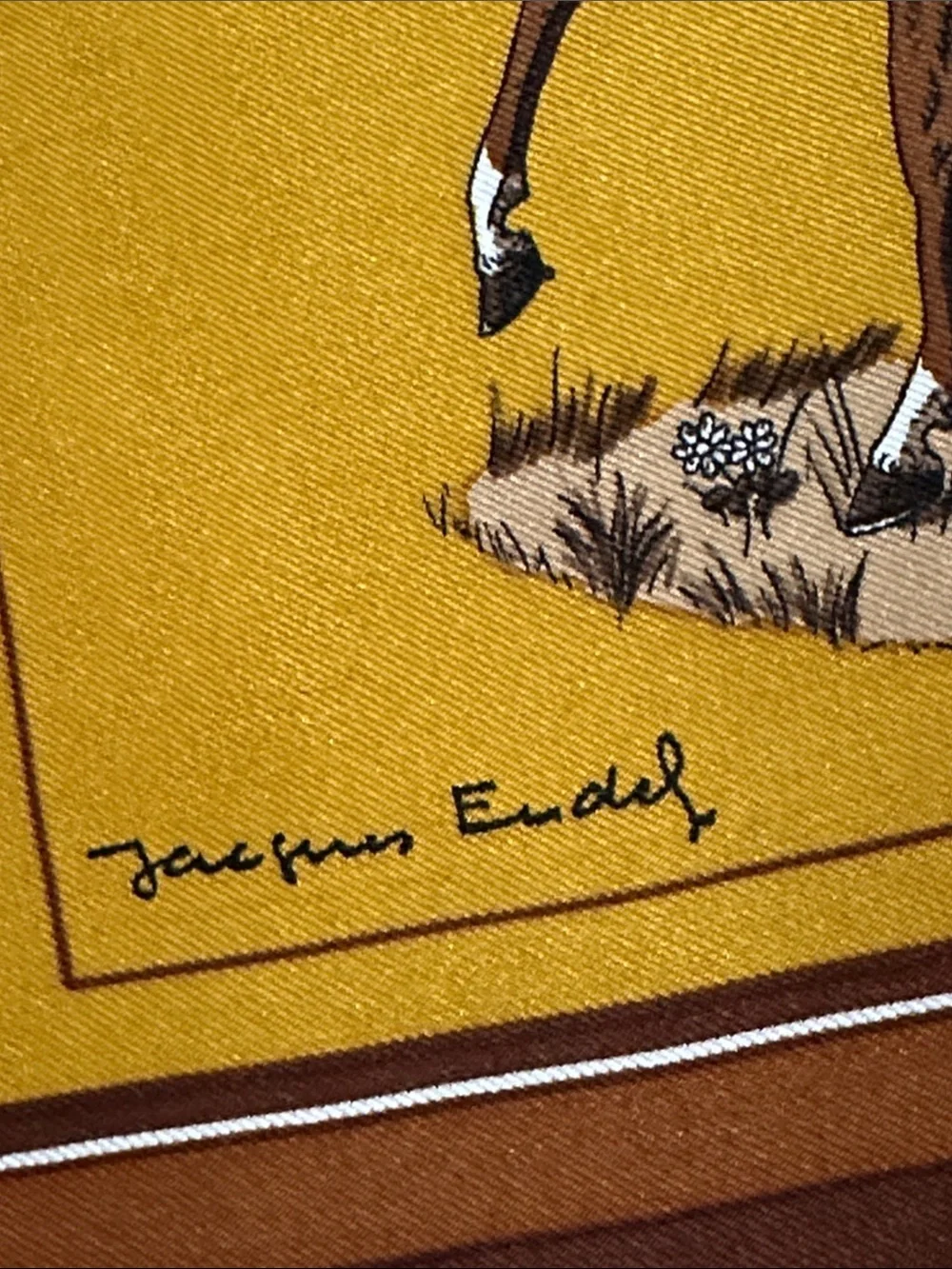 Hermès Paris Gold & Brown Equestrian Silk Scarf - Picture 6 of 10